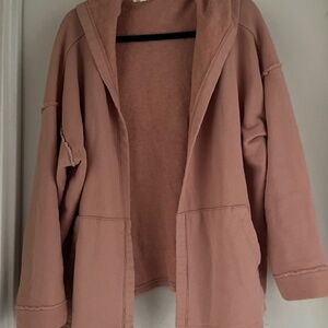 Eileen Fisher XL 100% organic cotton dark powder (pink) open boxy  hoodie